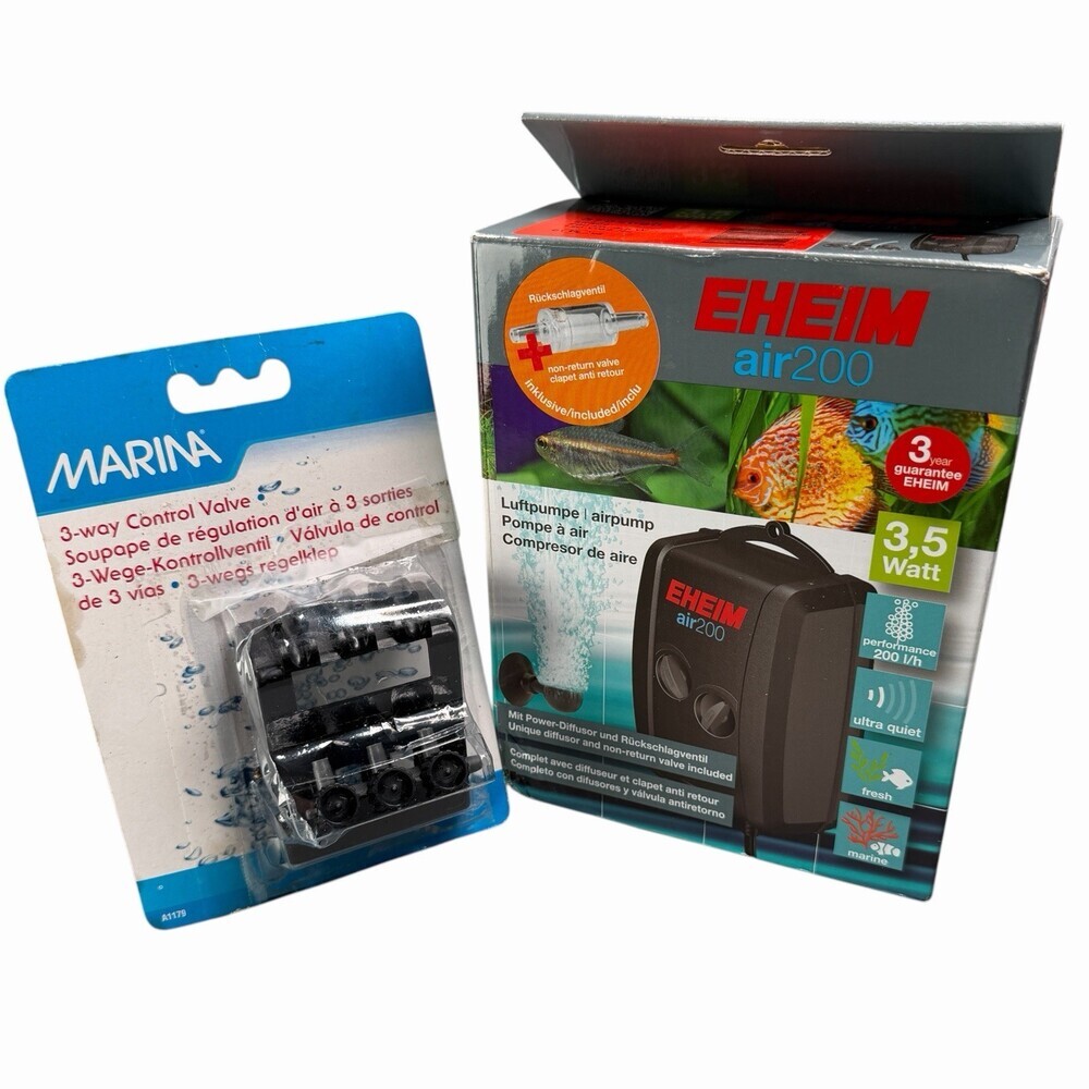 NEW EHEIM Air200 Aquarium Air Pump 3.5 Watt 200US GPH Marina 3-way Control Valve